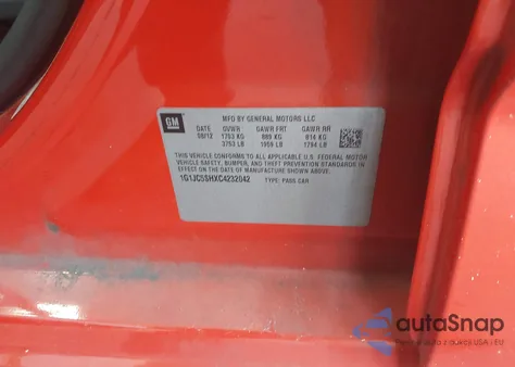 2012 Chevrolet Sonic 2Lt из США, поврежденный, VIN 1G1JC5SHXC4232042